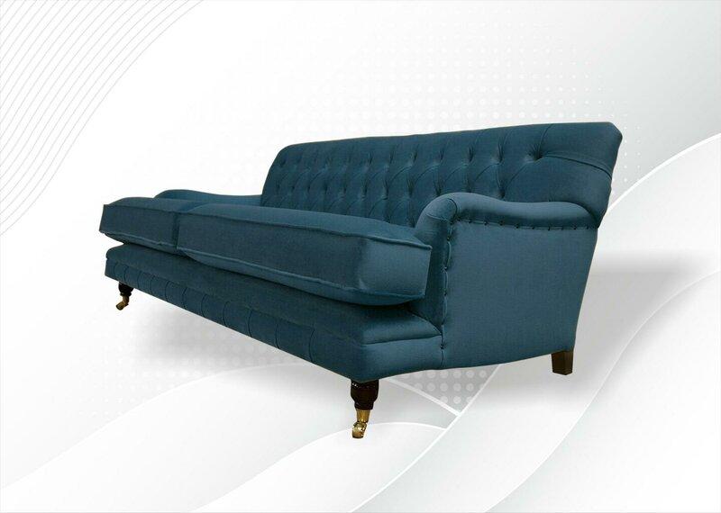 Chesterfield Blau Stoff Wohnzimmer Design Couchen Polster Sofa Sofas
