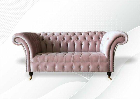 Chesterfield Rosa Stoff Wohnzimmer Design Couchen Polster Sofa Sofas
