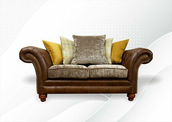 Chesterfield 2 Sitzer Braun Leder Wohnzimmer Modern Design Couchen