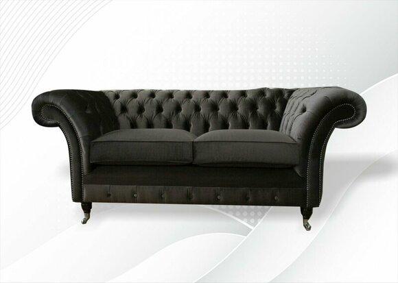 Chesterfield 2 Sitzer Sofa Schwarz Design Couchen Polster Sofas Neu