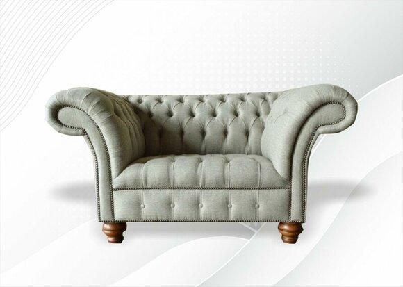 Chesterfield Sessel Hellgrau Stoff Wohnzimmer Design Couchen Sofa Sofas