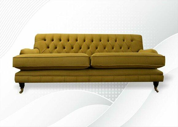 Chesterfield Gelb Sofa Stoff Wohnzimmer Design Couchen Polster Sofas