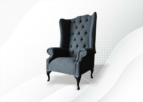 Grauer Sessel Chesterfield Design Polster Sofa Couchen Sofas Textil Möbel Neu