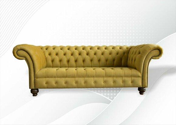 Chesterfield 3 Sitzer Gelb Stoff Chesterfield Design Couchen Sofas Neu