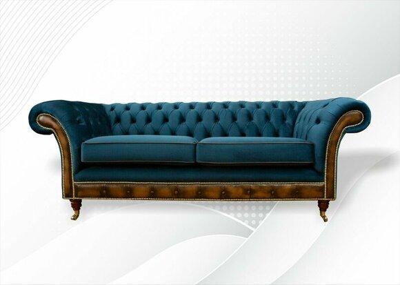 Chesterfield 3 Sitzer Türkis Dreisitzer Design Couchen Polster Sofa Sofas
