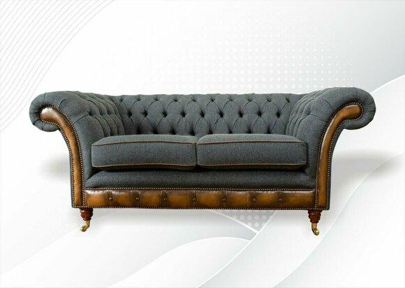 Chesterfield 2 Sitzer Graue couchen Wohnzimmer Modern Design Sofa