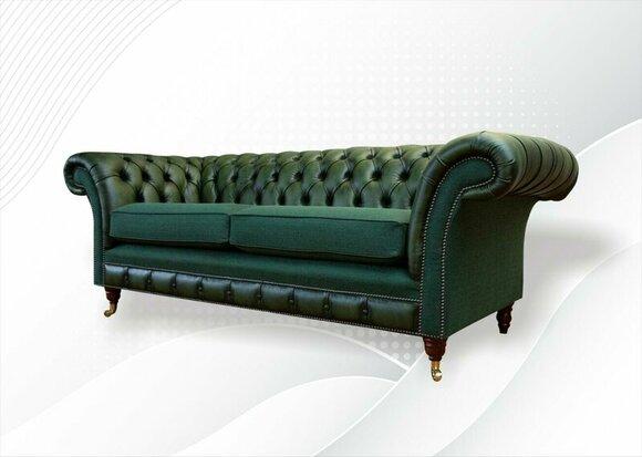 Chesterfield 3Sitzer Leder Grün Modern Design Sofa Neu Kreative Möbel
