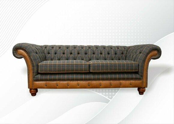 Chesterfield 3 Sitzer Grau Dreisitzer Wohnzimmer Design Couchen Polster