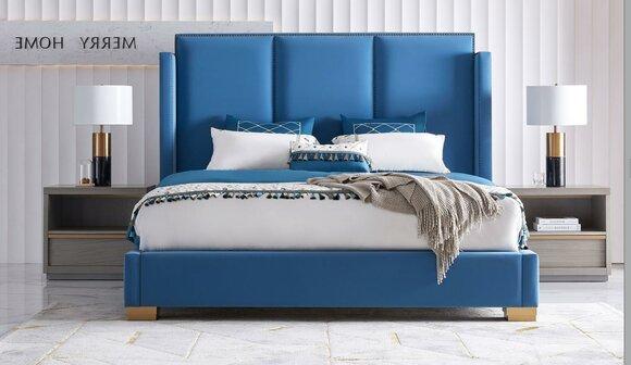 Bett Leder 2x Nachttisch 3 tlg. Schlafzimmer Set Möbel Moderne Luxus Betten Neu