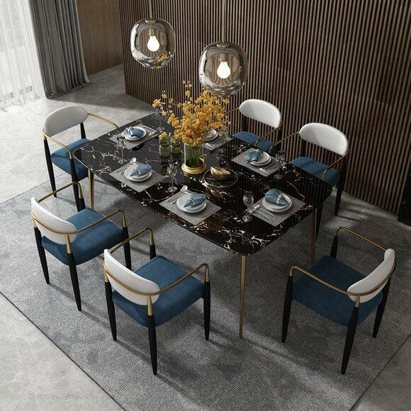 Komplett Set Esstisch 6x Stühle Esszimmer Ess Gruppe Stein Garnitur