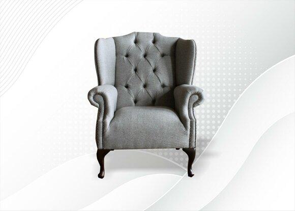Chesterfield Ohrensessel Club Relax Sessel Stuhl Polster Stoff Textil 1 Sitz Neu