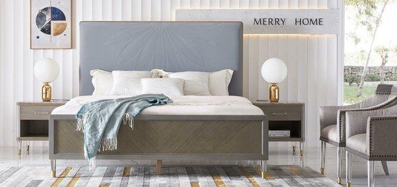 Bett 2x Nachttisch 3 tlg. Schlafzimmer Set Design Modern Luxus Betten