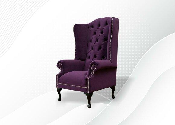 Sessel Chesterfield Couch Sofa Textil Lounge Club Polster Lila Luxus