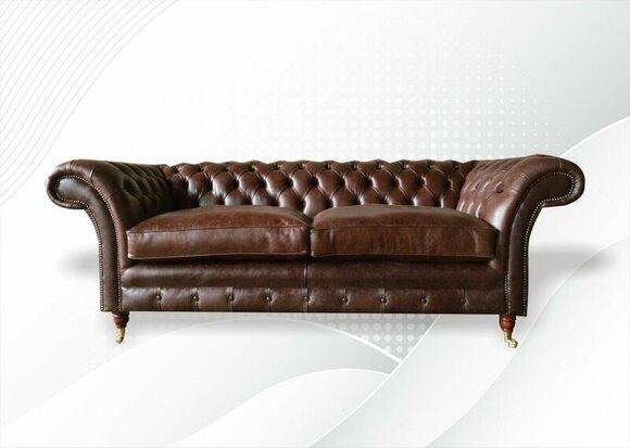 Chesterfield 3 Sitzer Wohnzimmer Moderne Design Couchen Sofa Leder