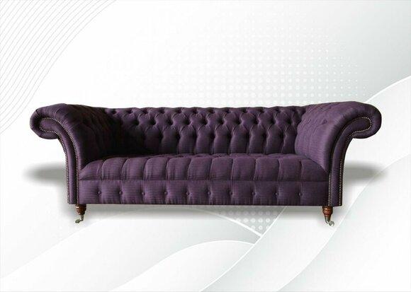 Chesterfield 3 Sitzer Stoff Wohnzimmer Textil Lila Design Violett Sofa Möbel