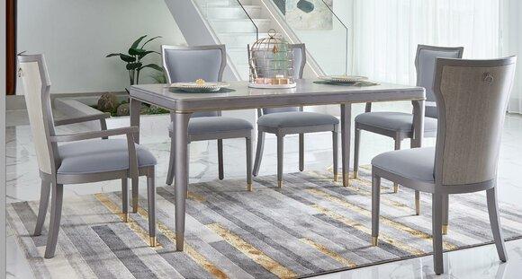 Komplett Set Esstisch + 6 Stühle Esszimmer Garnitur Ess Gruppe Tisch