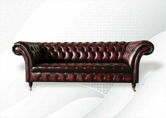 Chesterfield 3 Sitzer Leder Dunkelrot Modern Design Couchen Sofa Kreative