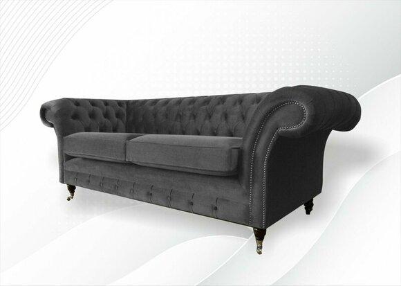 Chesterfield 3Sitzer Graue xxl bix Sofas Möbel Neu Wohnzimmer Modern