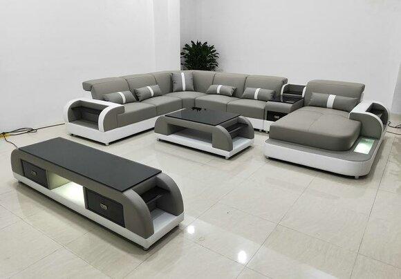 ecksofa couch sofa led garnitur wohnlandschaft polster garnitur usb beleuchtet