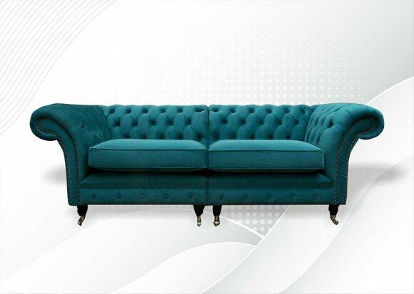 Chesterfield 3 Sitzer Stoff Wohnzimmer Design Couchen Polster Sofa Sofas
