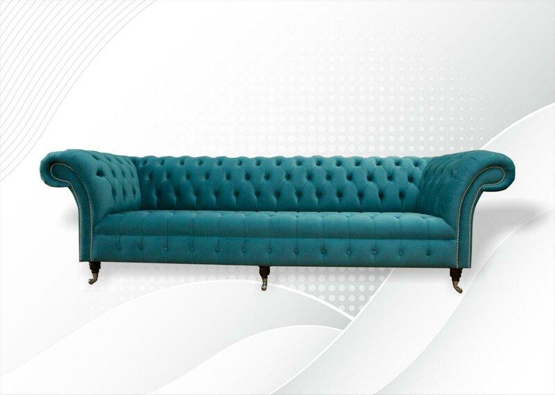 Chesterfield 4 Sitz Sofa Turkis Wohnzimmer Design Couchen Polster Sofas