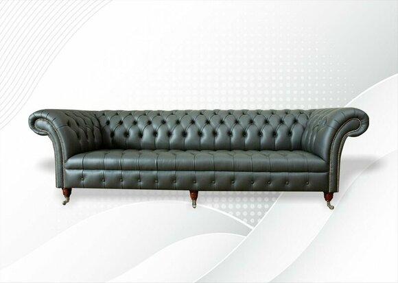 xxl big Chesterfield 4 Sitzer Leder Modern Design Couchen Dunkelgrau Sofa