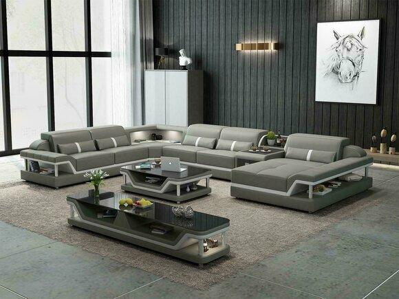 Wohnlandschaft U Form Ecksofa Couchtisch Sideboard Design Wohnlandschaft 3tlg