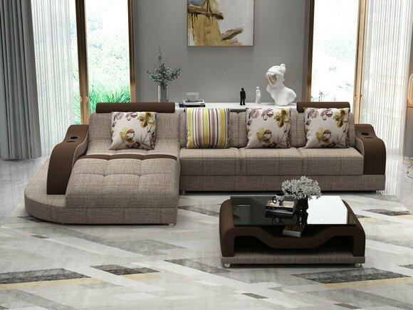 Ecksofa L Form Sofa Couch Polster Ecksofa Wohnlandschaft Textil Sofas Stoff neu