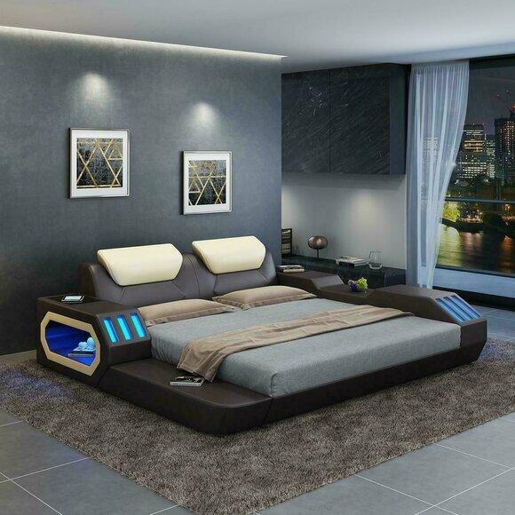 Luxus Design Bettgestell Bett Leder Betten USB luxus Doppel Hotel