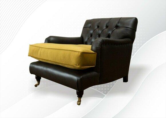 Chesterfield Sessel Textil Sofa Stoff Couch Sofas Club Lounge Schwarz