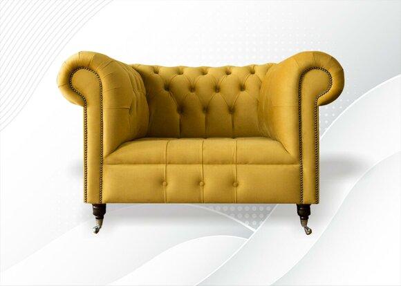 Sessel Chesterfield Design Stoff Couch 1 Sitzer Polster Sofas Lounge Samt Neu