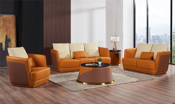 Sofagarnitur 3+2 Sitzer Ledersofa Couch Wohnlandschaft Garnitur Design Modern