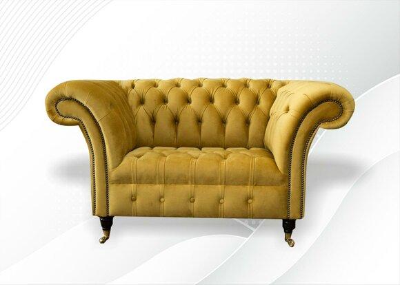 Gelber Sessel Lounge Club Möbel Textil Chesterfield Polster 1,50 Sitze xxl big