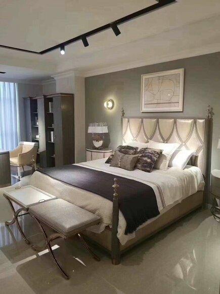Doppelbett Chesterbett Bett Betten Polster Textil Klassik Holz Schlafzimmer Neu