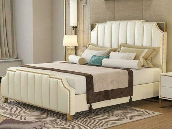 Design Doppelbett Bett Hotel Luxus Schlafzimmer 180x200cm Leder Betten