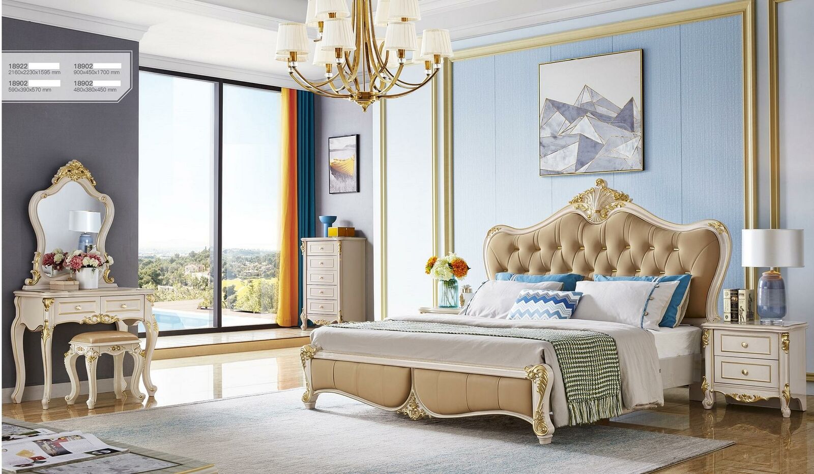 Design Kommode Schlafzimmer 6 tlg Komplett Set Nachttisch Bett