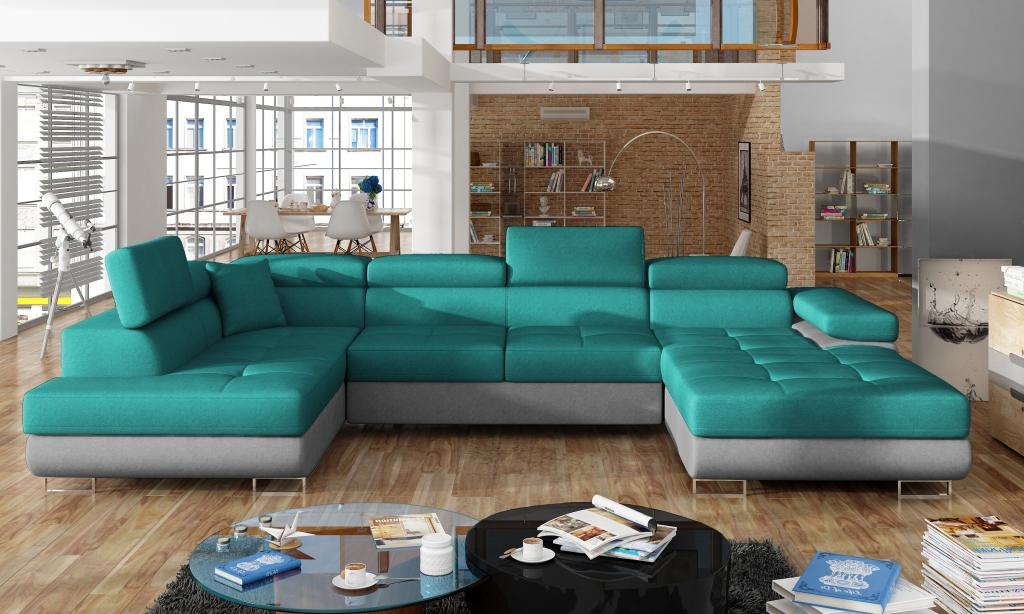 Stoff U-Form Couch Wohnlandschaft Ecksofa Garnitur Design Modern Sofa Modern Neu