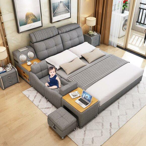 Bettgestell Betten 180x200cm Hotel Multifunktion Bett Doppelbetten Modernes