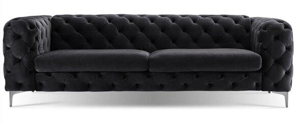 Dreisitzer Schwarz Chesterfield Sofa Kreative Möbel Textil Stoff Wohnzimmer Neu