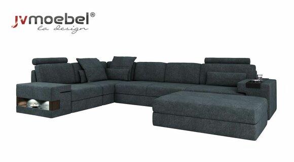 Design Sofa Couch Ecke mit Hocker Polstermöbel Wohnzimmer L-Form Modern Luxus