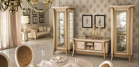 Wohnzimmermöbel Set Wohnzimmer Sideboard 2x Vitrine 3tlg. Wohnwand arredoclassic