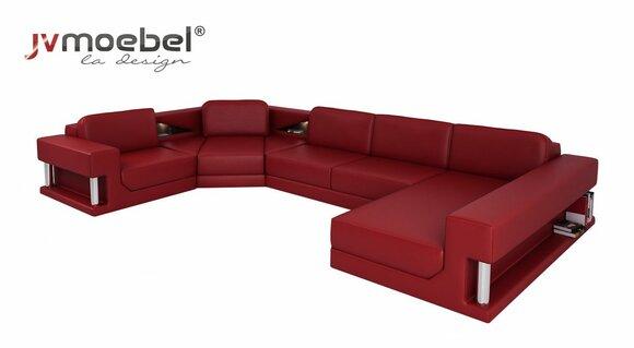 U Form Sofa Couch Polster Sofa Wohnlandschaft Design Ecksofa Leder Polster Neu