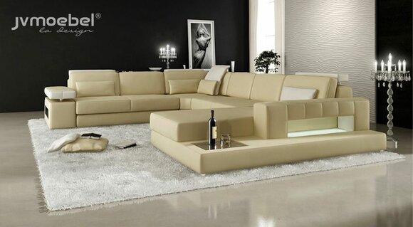 Ecksofa U-Form Wohnlandschaft Sofa Couch Polster Ecke Sofa Stoff Sofas Leder