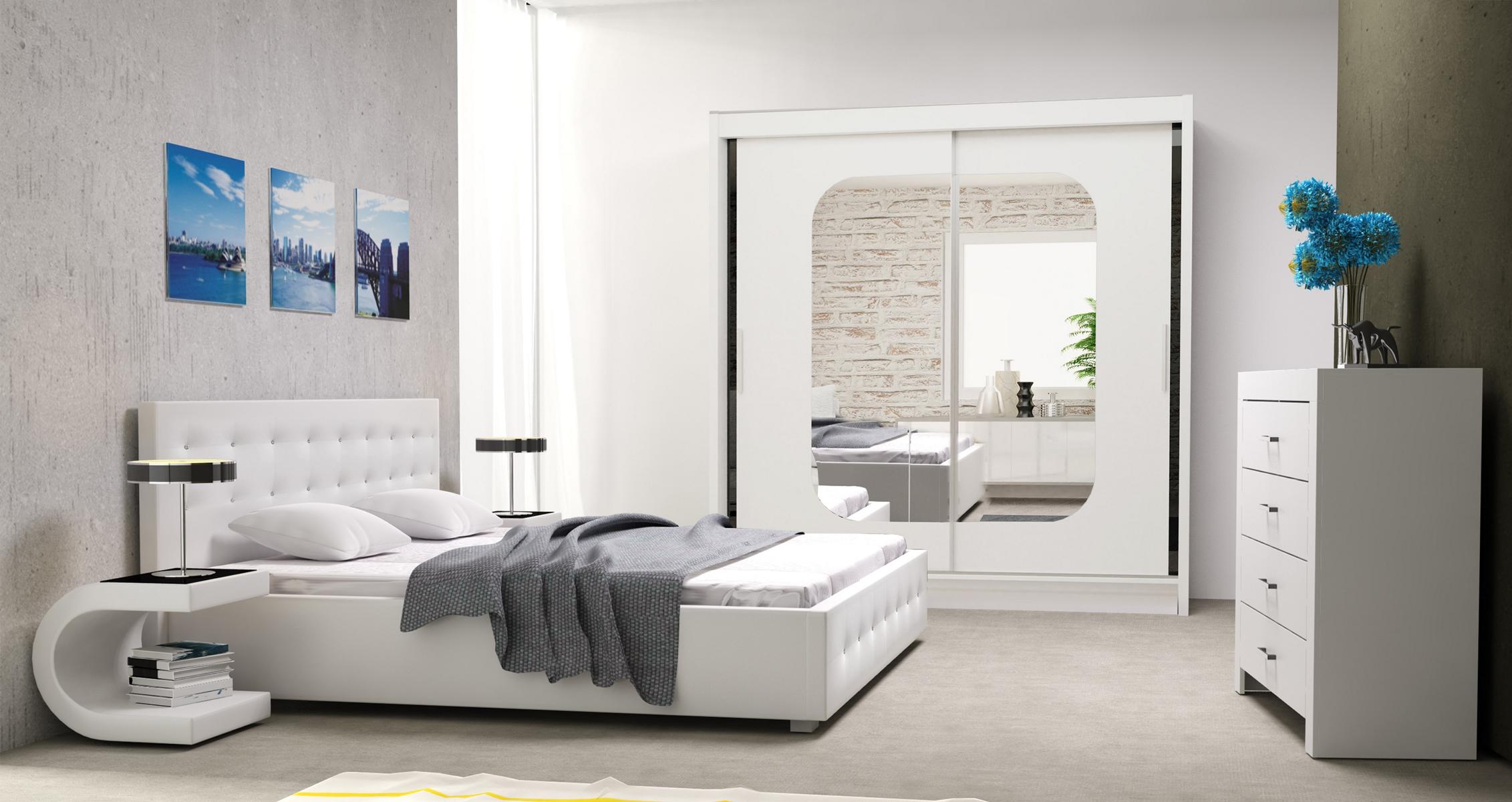 Bett Polster Design Luxus Doppel Betten Weiß 160x200cm Schlaf Zimmer Leder Hotel