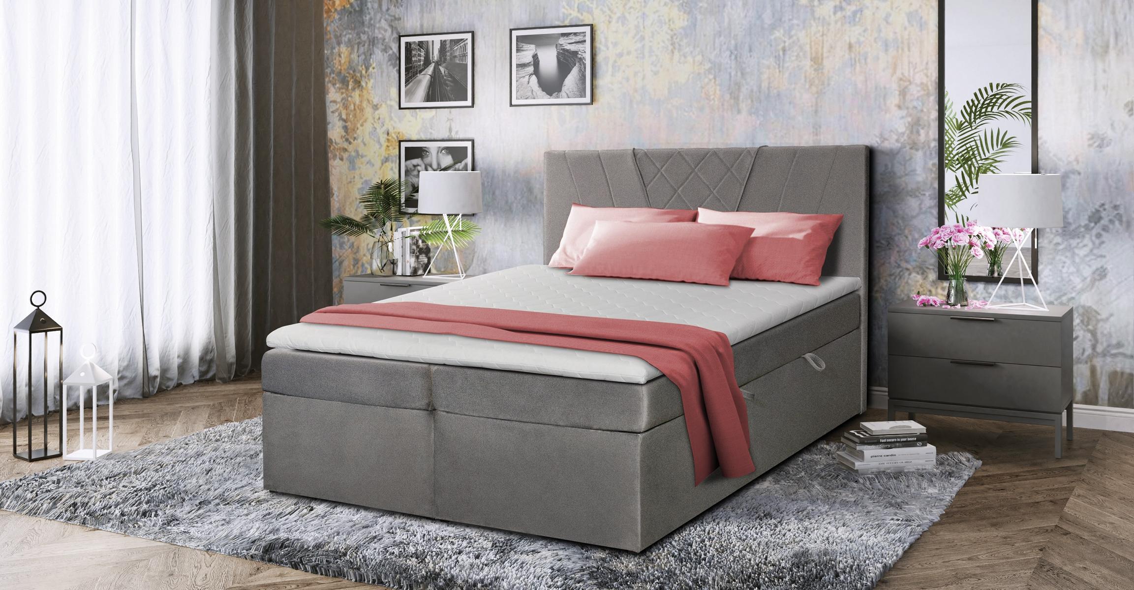 Doppelbett Polster Bett Grau 180x200 Betten Luxus Design Möbel Schlafzimmer Neu