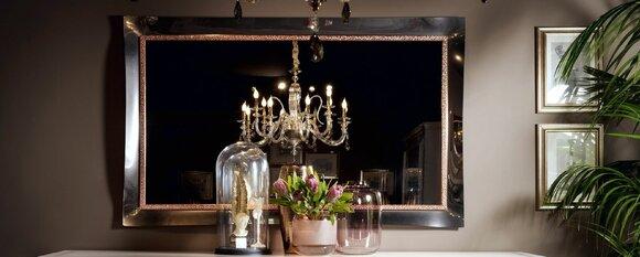 Klassischer Designer Spiegel Wandspiegel Barock Rokoko 100x110cm Holz Rahmen Neu