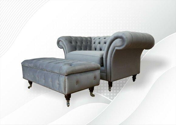 Design Chesterfield Stoff Couch Sessel 1.5 Sitzer Polster Sofas Lounge Club Neu