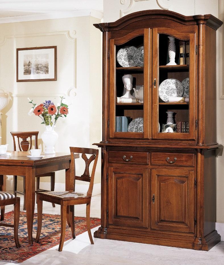 Holz Vitrinen Glas Schrank Echtholz Anrichte Vitrine Wohnzimmer Möbel Massive