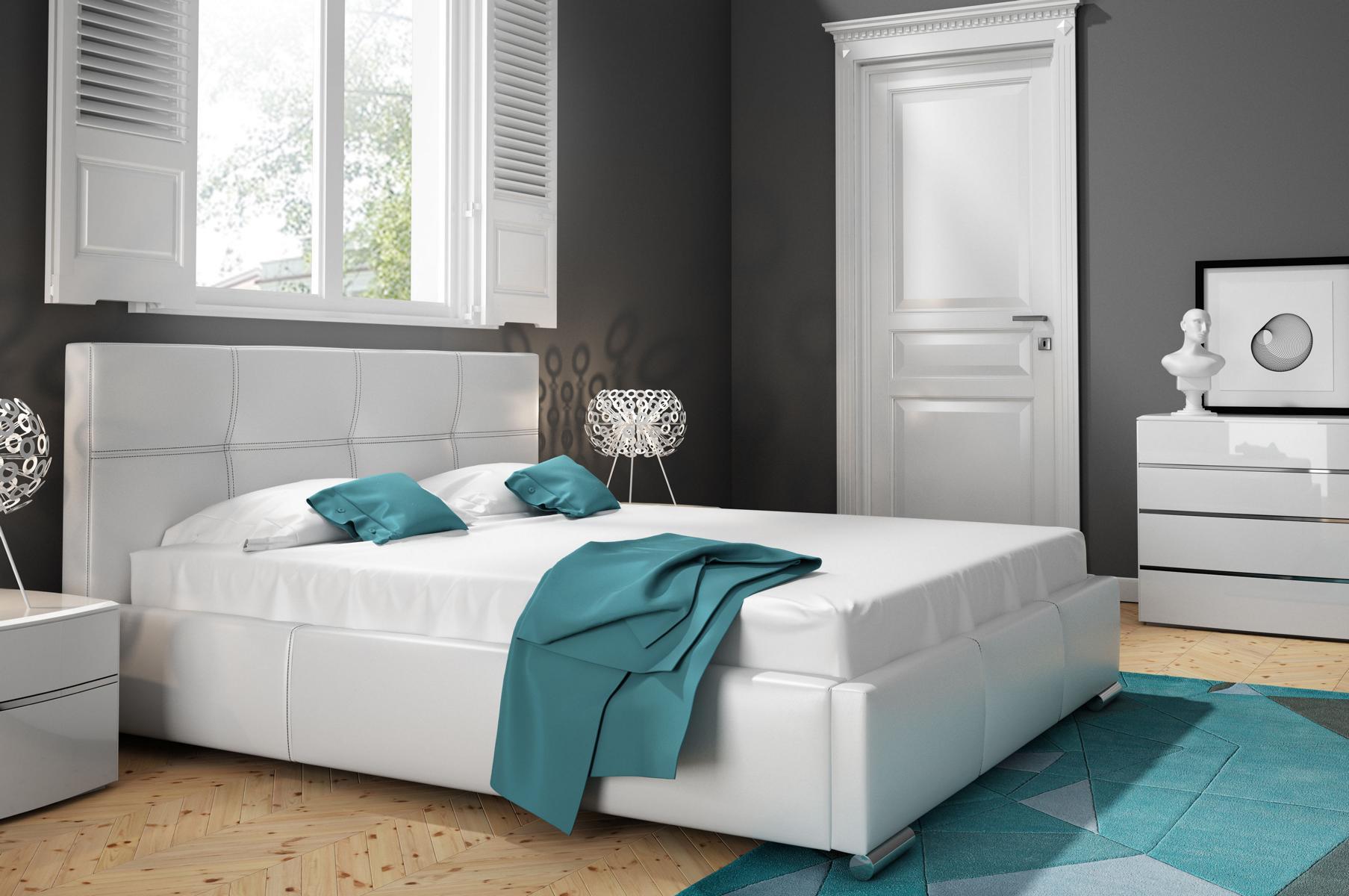 Bettrahmen Design Doppel Hotel Modern Bett Schlafzimmer Betten Weiß Neu