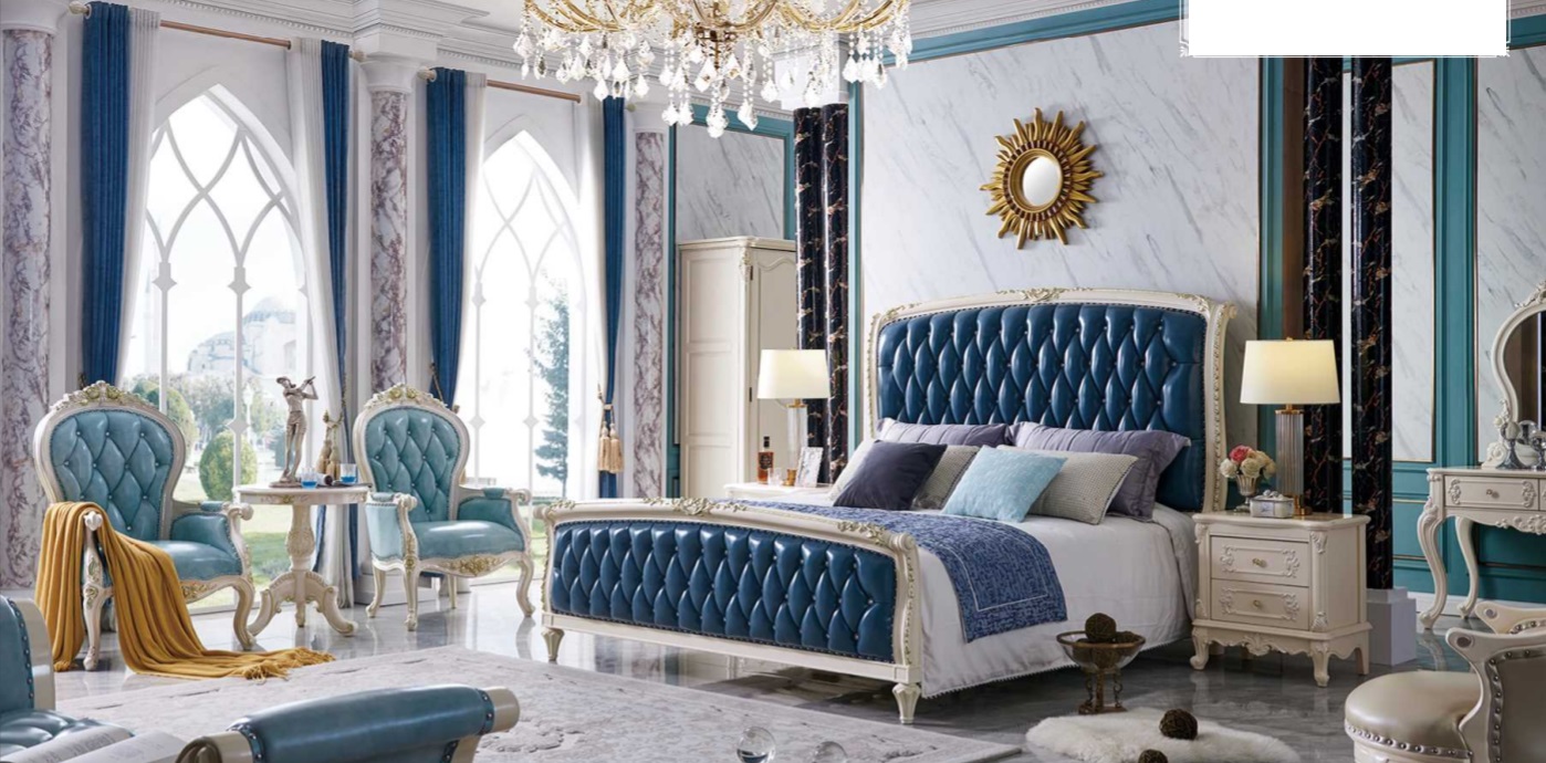 Chesterfield Klassisches Bett Luxus Leder Schlafzimmer Hotel Barock Möbel Betten